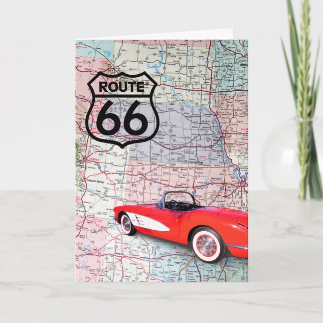 Birthday 1960 Corevette On Map Card (Front)