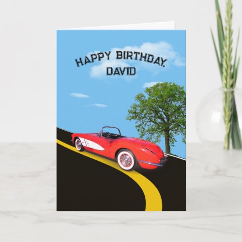 Birthday 1960 Red and White Corvette Card