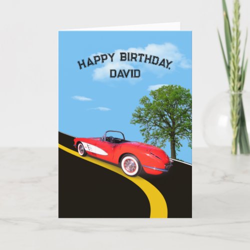 Birthday 1960 Red and White Corvette  Card