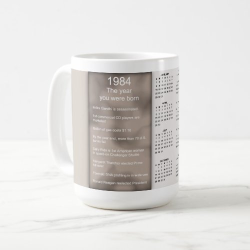 Birthday 1984 Calendar Gift Coffee Mug