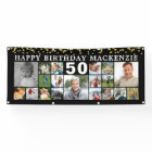 Birthday 19 Photo Collage Black Gold Confetti
