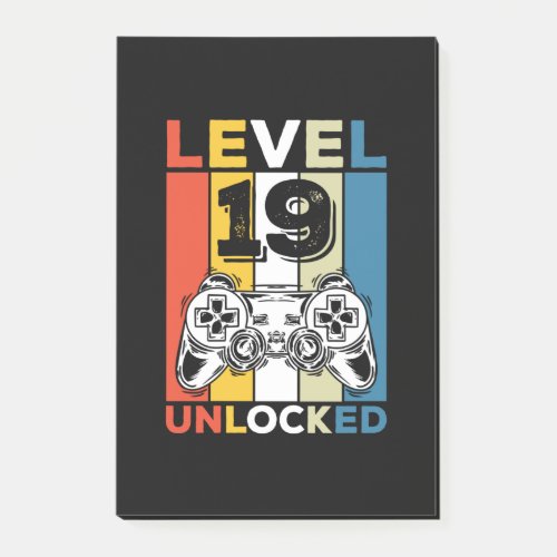 Birthday 19th Level Unlocked 19 Gaming Vintage Post_it Notes