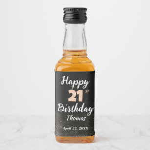 Birthday 21 st Men Black White Elegant Custom Liquor Bottle Label