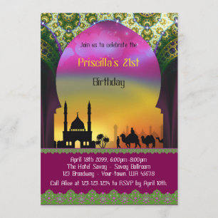 Birthday 21st invitation, 21st,Arabian,Moroccan Invitation