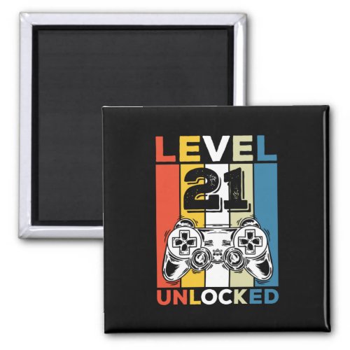 Birthday 21st Level Unlocked 21 Gaming Vintage Magnet