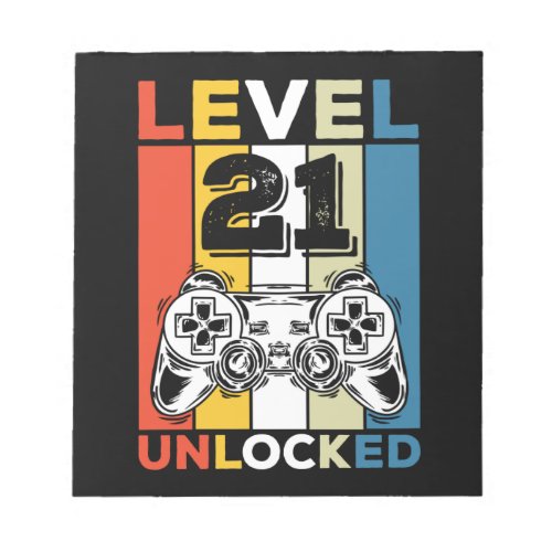 Birthday 21st Level Unlocked 21 Gaming Vintage Notepad