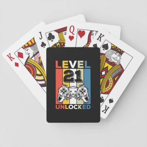Birthday 21st Level Unlocked 21 Gaming Vintage Playing Cards