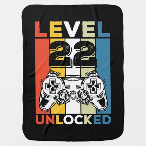 Birthday 22nd Level Unlocked 22 Gaming Vintage Baby Blanket