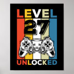Birthday 27th Level Unlocked 27 Gaming Vintage Poster<br><div class="desc">Birthday 27th Level Unlocked 27 Gaming Vintage</div>