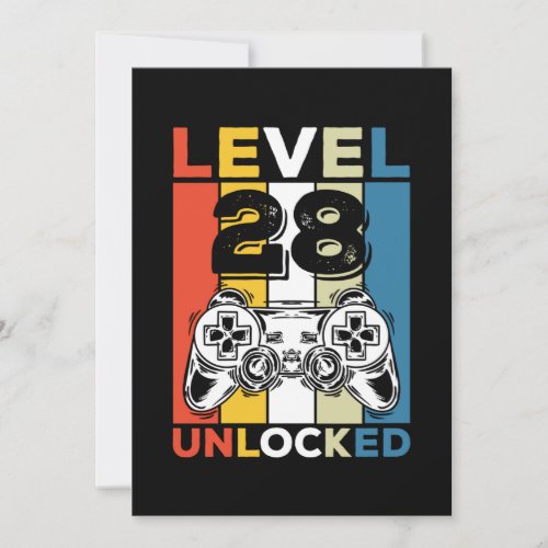 Birthday 28th Level Unlocked 28 Gaming Vintage Invitation