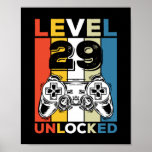 Birthday 29th Level Unlocked 29 Gaming Vintage Poster<br><div class="desc">Birthday 29th Level Unlocked 29 Gaming Vintage</div>