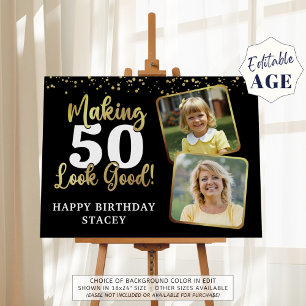 Birthday 2 Photos Making AGE Look Good Black Gold Foam Board