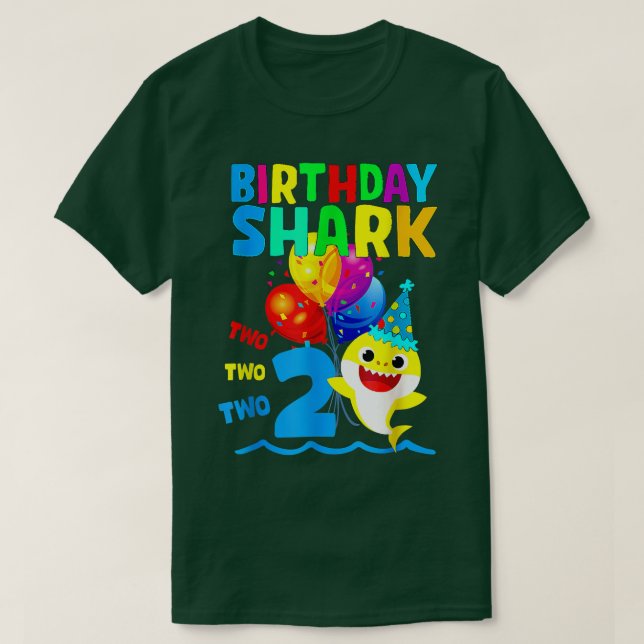 Birthday 2 Years Old Cute Shark 2nd Gift Family  T-Shirt (Design Front)