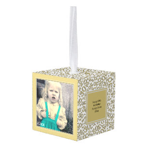 Birthday 30 Keepsake - White/Gold Number Pattern Cube Ornament