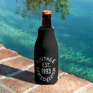 Birthday 30th Elegant Black Dad Fifty Typography Bottle Cooler