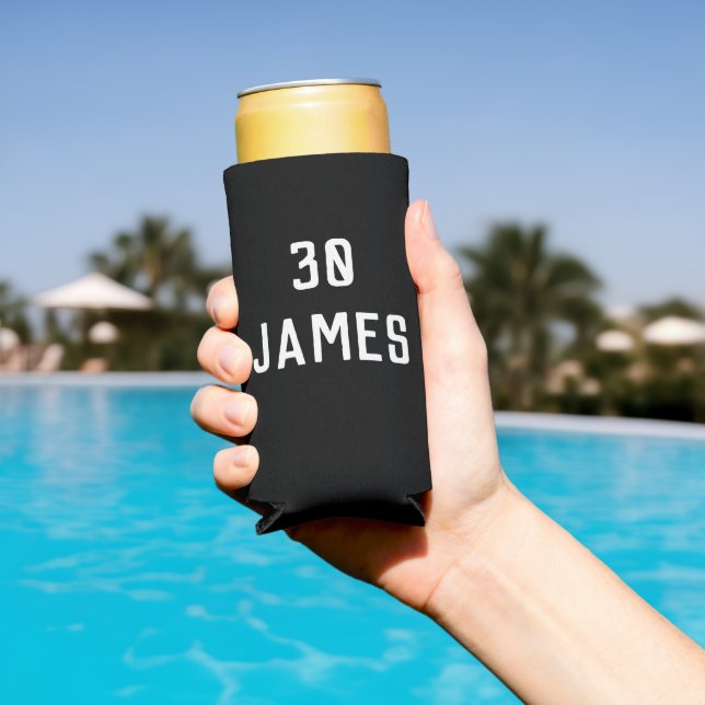 Birthday 30th Elegant Black Modern Elegant Favors Seltzer Can Cooler (In Situ Pool)