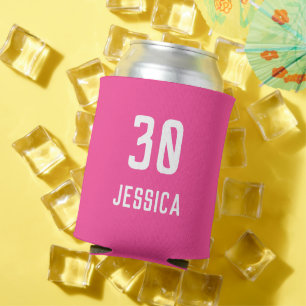 Birthday 30th Elegant Pink Modern Elegant Favors Can Cooler