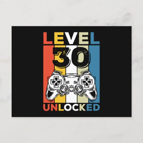 Birthday 30th Level Unlocked 30 Gaming Vintage Postcard