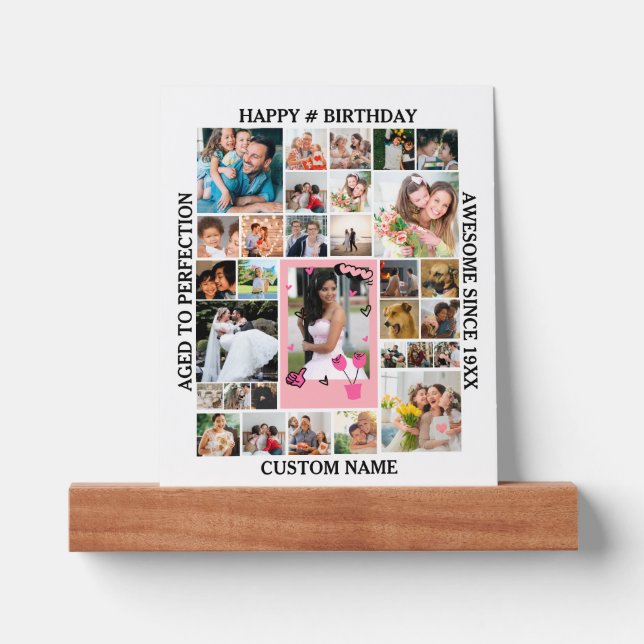 Birthday 31 Photo Collage Custom Personalized Picture Ledge (Front)
