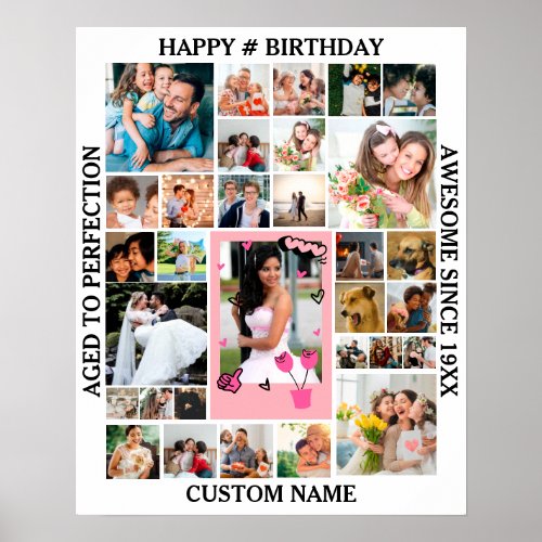 Birthday 31 Photo Collage Custom Personalized Poster