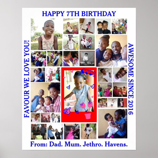 Birthday 31 Photo Collage Custom Personalized Poster (Front)