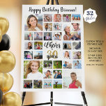 Birthday 32 Photo Collage Cheers to Years Foam Board<br><div class="desc">Celebrate any age birthday for him or her with a photo memories display sign printed on foam board utilizing this easy-to-upload photo collage template with 32 pictures and your custom text. The design features a black and gold modern calligraphy script title design that says CHEERS TO # YEARS (shown for...</div>