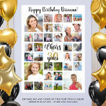 Birthday 32 Photo Collage Cheers to Years Poster<br><div class="desc">Celebrate any age birthday for him or her with a photo memories display sign or commemorative keepsake poster print utilizing this easy-to-upload photo collage template with 32 pictures and your custom text. The design features a black and gold modern calligraphy script title design that says CHEERS TO # YEARS (shown...</div>