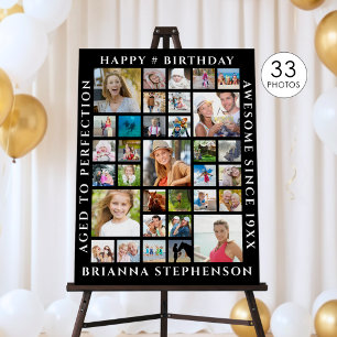 Birthday 33 Photo Collage Custom Personalized Foam Board