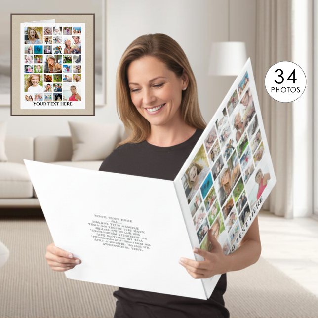 Birthday 34 Photo Collage Custom Giant Card (Creator Uploaded)