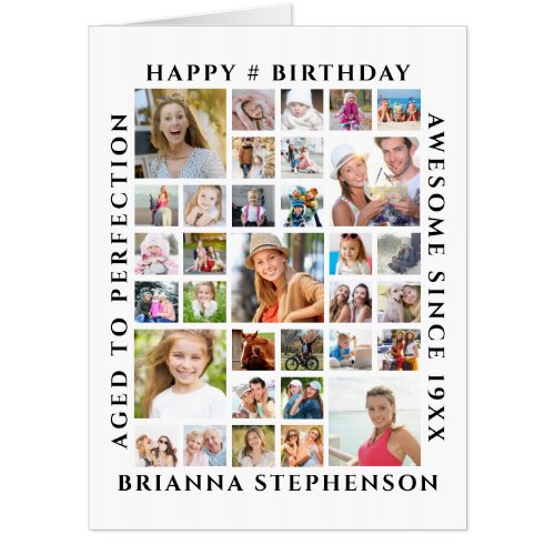 Birthday 35 Photo Collage Personalized Custom Card
