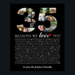 birthday 35 reasons why we love you photo collage poster<br><div class="desc">Express your love and admiration with our 35 Reasons We Love You Photo Collage Poster from The Arty Apples. Ideal for celebrating a special milestone anniversary,  this beautiful poster features a collage of photos and heartfelt reasons why your loved one is cherished.</div>