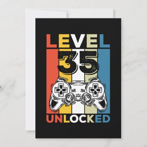 Birthday 35th Level Unlocked 35 Gaming Vintage Invitation