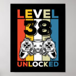 Birthday 38th Level Unlocked 38 Gaming Vintage Poster<br><div class="desc">Birthday 38th Level Unlocked 38 Gaming Vintage</div>