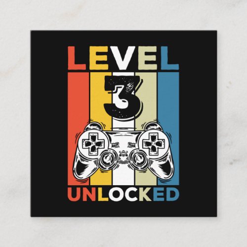 Birthday 3rd Level Unlocked 3 Gaming Vintage Square Business Card