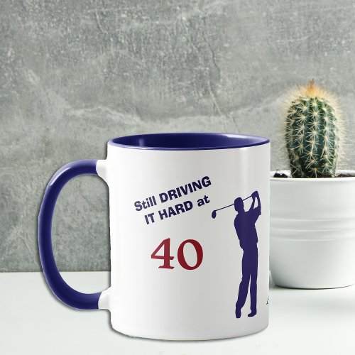 Birthday 40 Golfer Blue Silhouette Mug