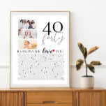 birthday 40 Reasons I Love You Photo collage Poster<br><div class="desc">Celebrate your love with a special 40 Reasons I Love You photo montage poster from The Arty Apples. This simple yet elegant heartfelt design features personalized photos and reasons,  making it a memorable anniversary gift.</div>