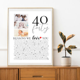 birthday 40 Reasons I Love You Photo collage Poster