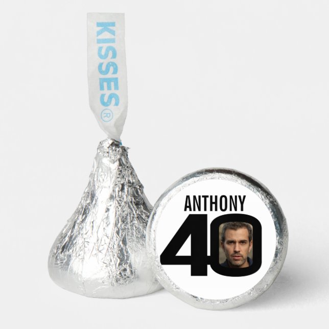 Birthday 40th black white add your photo name hershey®'s kisses® (Front)