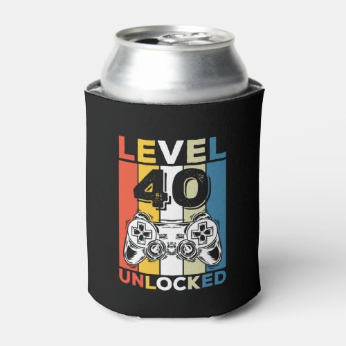 Birthday 40th Level Unlocked 40 Gaming Vintage Can Cooler