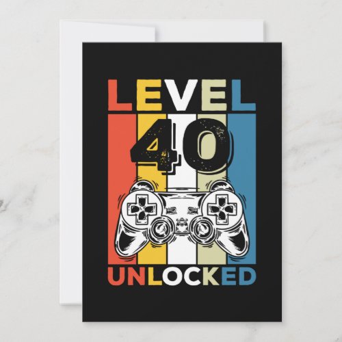 Birthday 40th Level Unlocked 40 Gaming Vintage Invitation