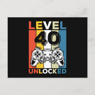 Birthday 40th Level Unlocked 40 Gaming Vintage Postcard