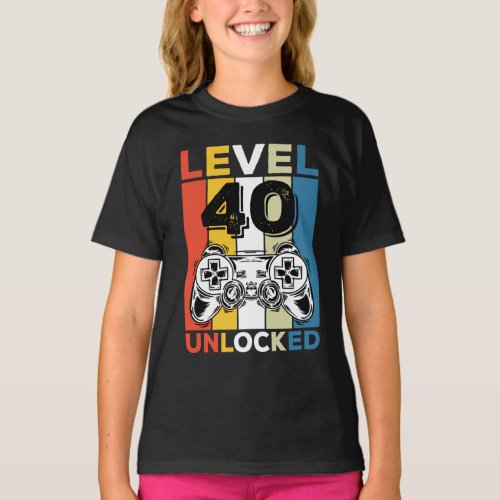 Birthday 40th Level Unlocked 40 Gaming Vintage T_Shirt