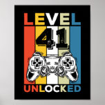 Birthday 41st Level Unlocked 41 Gaming Vintage Poster<br><div class="desc">Birthday 41st Level Unlocked 41 Gaming Vintage</div>