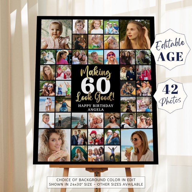 Birthday 42 Photo Collage Making Age Look Good Foam Board (Creator Uploaded)