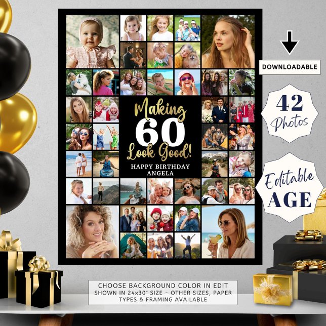 Birthday 42 Photo Collage Making Age Look Good Poster (Creator Uploaded)