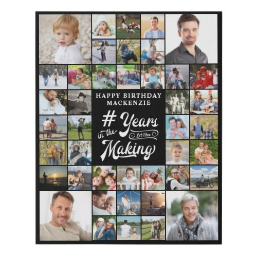 Birthday 42 Photo Collage YEARS IN THE MAKING Faux Faux Canvas Print