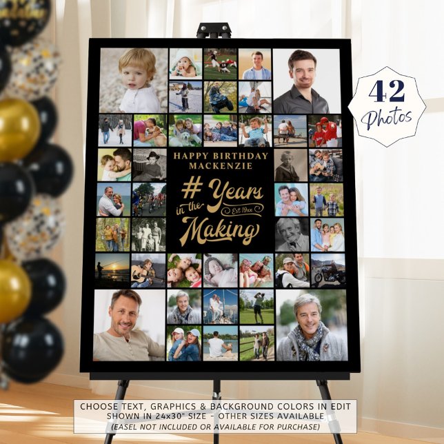 Birthday 42 Photo Collage YEARS IN THE MAKING Foam Board (Creator Uploaded)