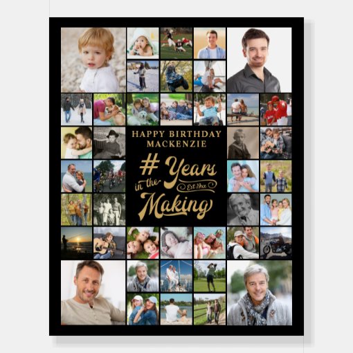 Birthday 42 Photo Collage YEARS IN THE MAKING Foam Board | Zazzle