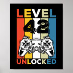 Birthday 42nd Level Unlocked 42 Gaming Vintage Poster<br><div class="desc">Birthday 42nd Level Unlocked 42 Gaming Vintage</div>