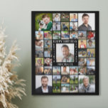 Birthday 43 Photo Collage Name Age EST Year Black Faux Canvas Print<br><div class="desc">Easily create a birthday photo memories 16x20 faux canvas print as a commemorative keepsake utilizing this easy-to-upload photo collage template with 43 square pictures through the years to celebrate any age birthday for him or her. The editable title suggests HAPPY BIRTHDAY and is personalize with their name, birth year and...</div>
